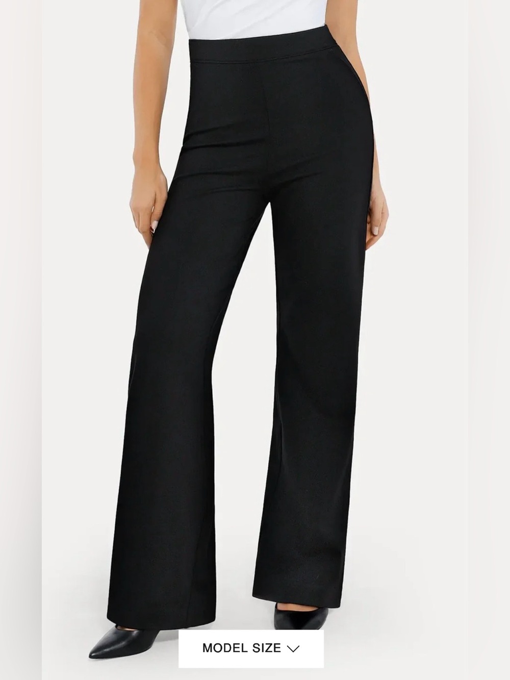 Popilush Built-In Shapewear Executive High Waisted Wide-Leg Ponte Pants